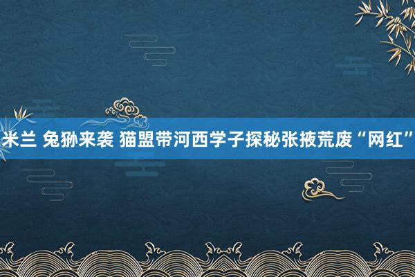 米兰 兔狲来袭 猫盟带河西学子探秘张掖荒废“网红”
