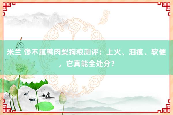 米兰 馋不腻鸭肉梨狗粮测评：上火、泪痕、软便，它真能全处分？