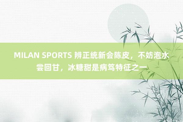 MILAN SPORTS 辨正统新会陈皮，不妨泡水尝回甘，冰糖甜是病笃特征之一