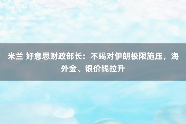 米兰 好意思财政部长：不竭对伊朗极限施压，海外金、银价钱拉升